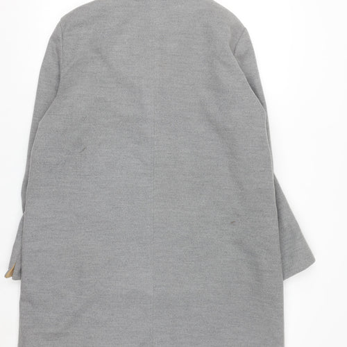 Topshop Women's Grey Mid-Length Overcoat Size 14 Polyester Blend