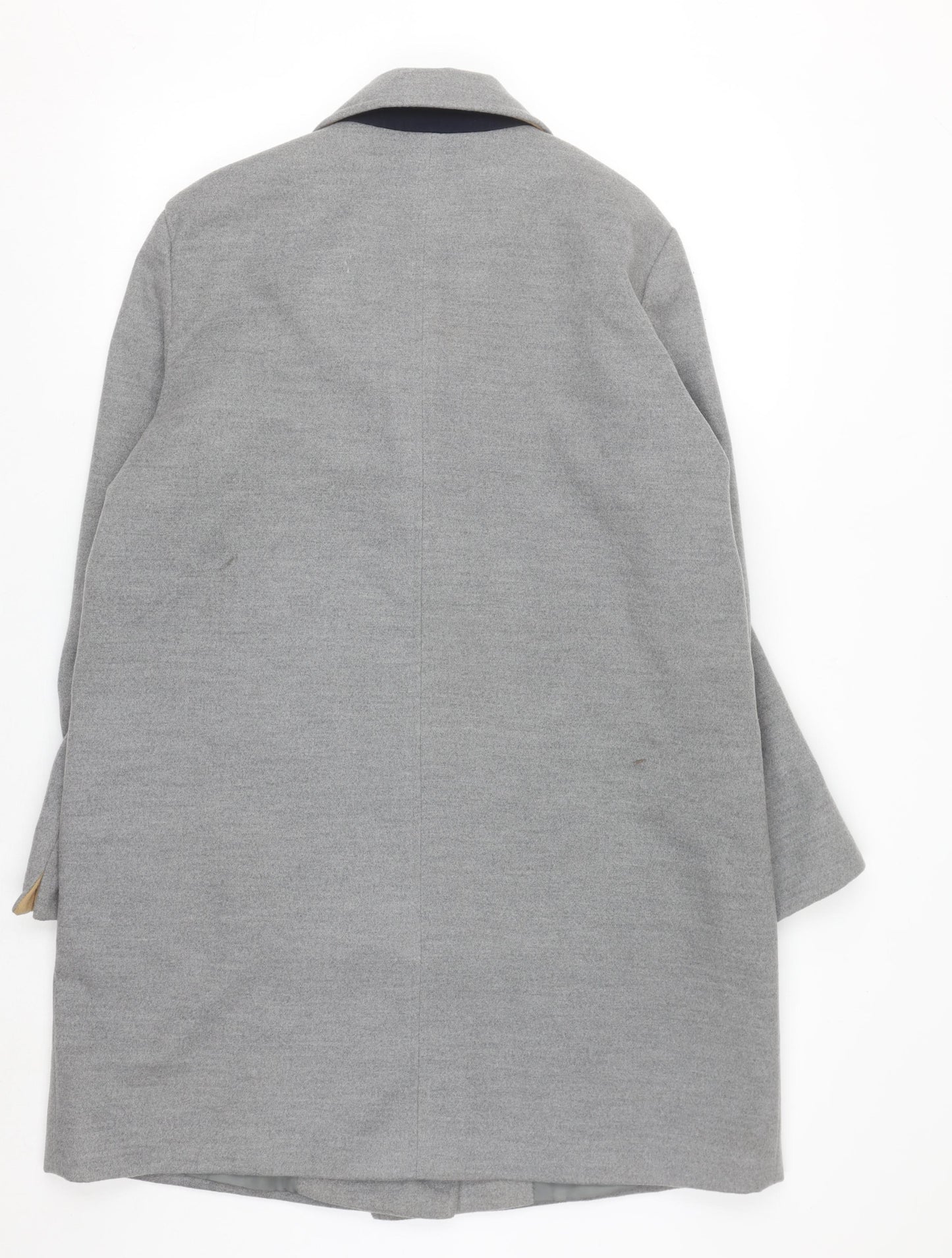 Topshop Women's Grey Mid-Length Overcoat Size 14 Polyester Blend