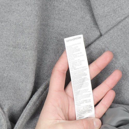 Topshop Women's Grey Mid-Length Overcoat Size 14 Polyester Blend