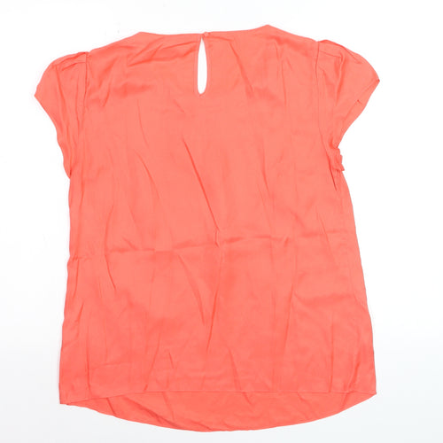 Boden Women's Orange Silk Blend Pleated Short Sleeve Blouse UK 12