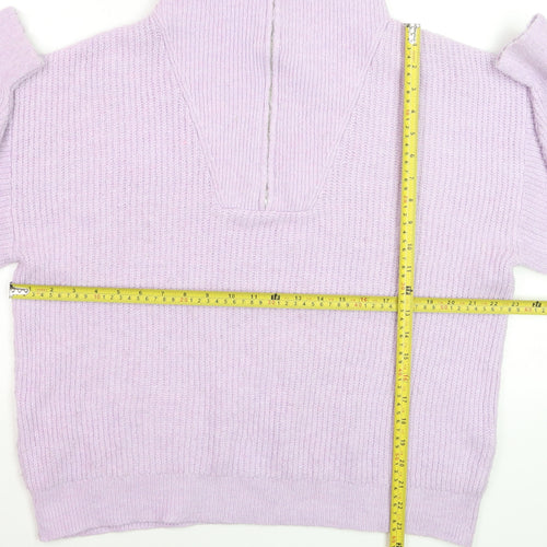 Oliver Bonas Women’s Purple Chunky Knit High Neck 1/2 Zip Jumper Size 12