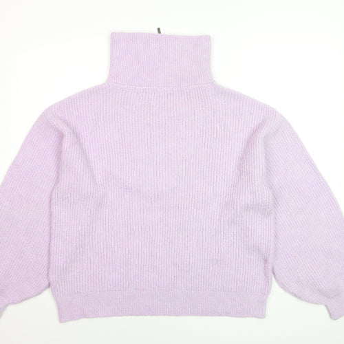 Oliver Bonas Women’s Purple Chunky Knit High Neck 1/2 Zip Jumper Size 12