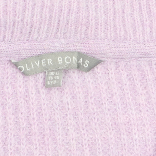 Oliver Bonas Women’s Purple Chunky Knit High Neck 1/2 Zip Jumper Size 12