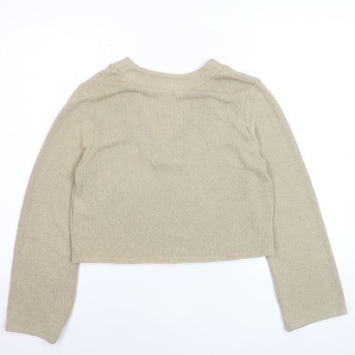 H&M Women’s Beige V-Neck Knit Pullover Jumper XS