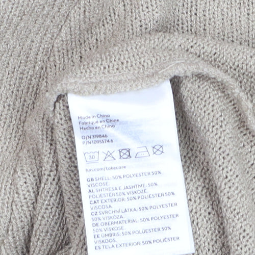 H&M Women’s Beige V-Neck Knit Pullover Jumper XS