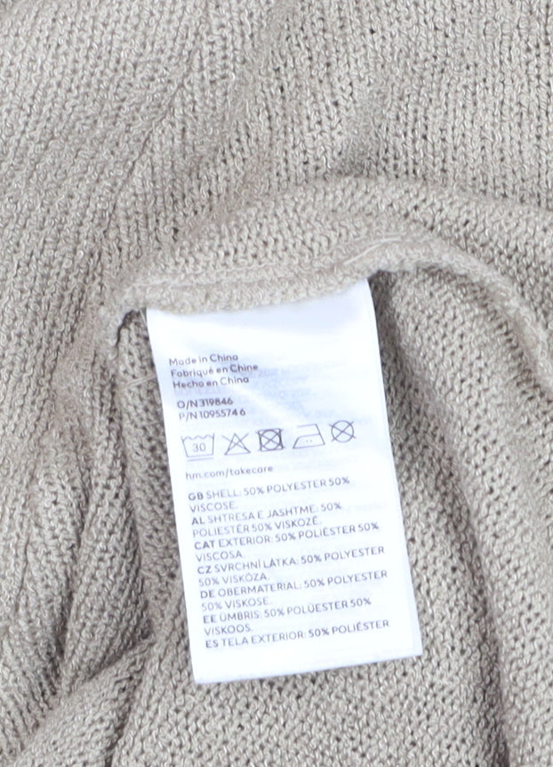H&M Women’s Beige V-Neck Knit Pullover Jumper XS