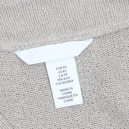 H&M Women’s Beige V-Neck Knit Pullover Jumper XS