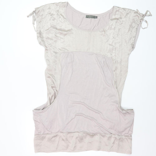 Mint Velvet Women Beige Silk Jersey Blouse Size 12 Relaxed Fit