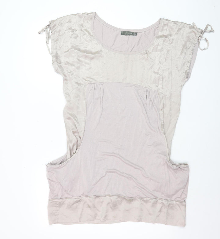 Mint Velvet Women Beige Silk Jersey Blouse Size 12 Relaxed Fit