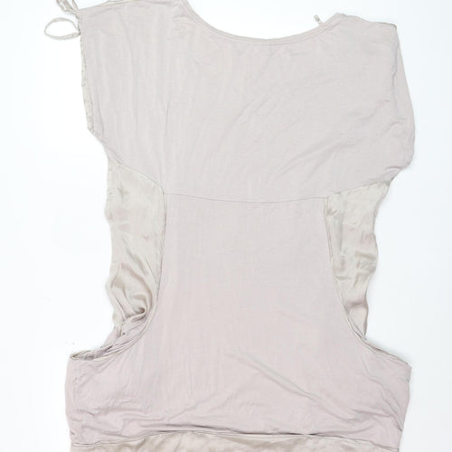 Mint Velvet Women Beige Silk Jersey Blouse Size 12 Relaxed Fit