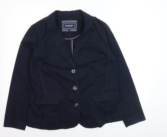 Maine New England Women's Navy Blue Cotton Blazer Size 16 Classic Style