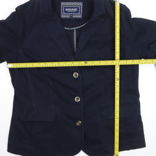 Maine New England Women's Navy Blue Cotton Blazer Size 16 Classic Style