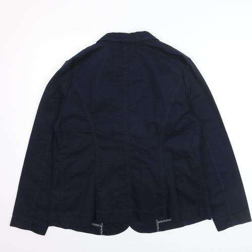 Maine New England Women's Navy Blue Cotton Blazer Size 16 Classic Style