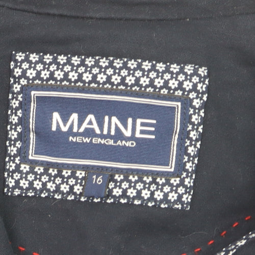 Maine New England Women's Navy Blue Cotton Blazer Size 16 Classic Style