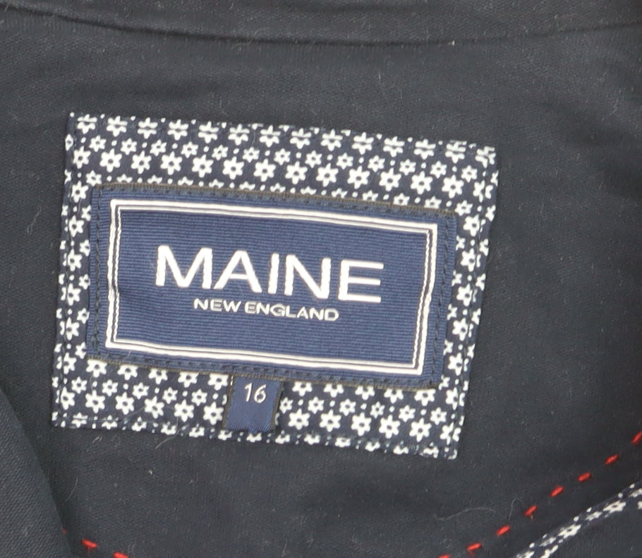 Maine New England Women's Navy Blue Cotton Blazer Size 16 Classic Style