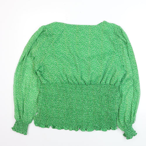 Gallery Women's Green Wrap Blouse Size 16 Long Sleeve V-Neck