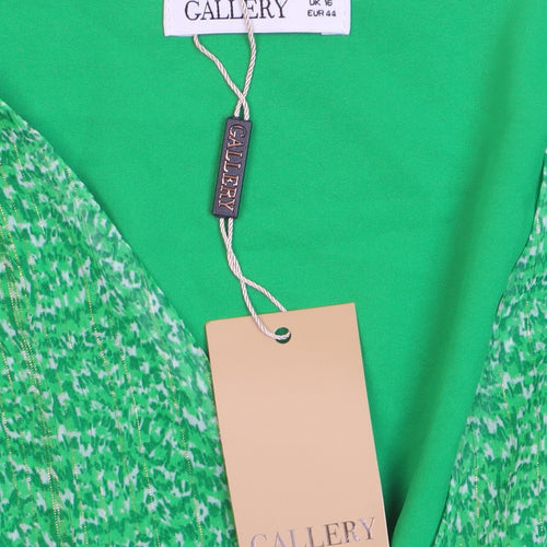 Gallery Women's Green Wrap Blouse Size 16 Long Sleeve V-Neck