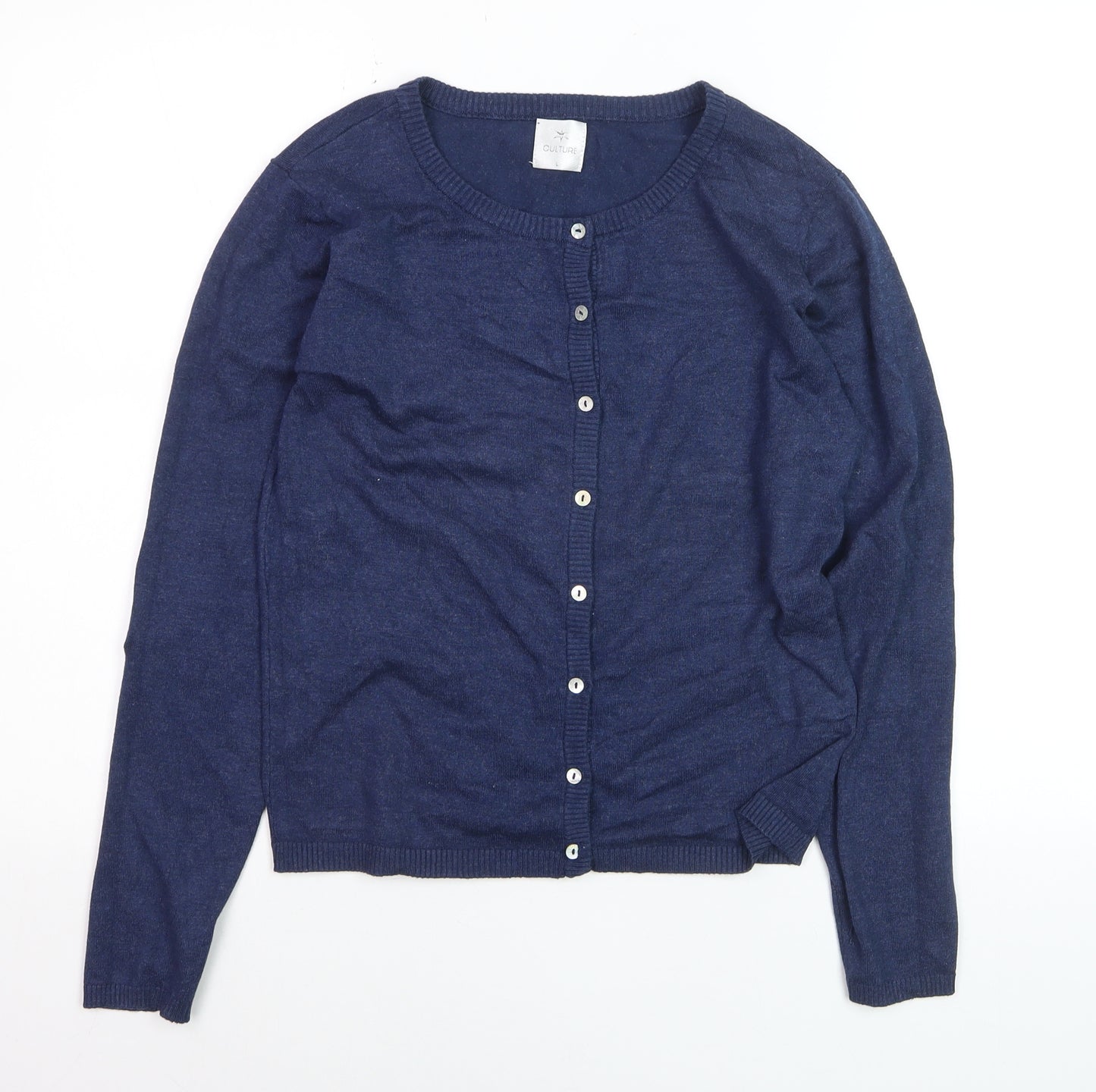 Culture Women's Blue Knit Button-Up Cardigan L Long Sleeve