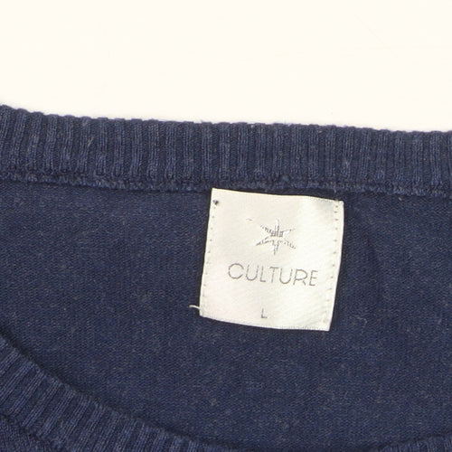 Culture Women's Blue Knit Button-Up Cardigan L Long Sleeve