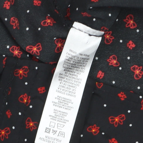 Dunnes Womens Black Floral Collared Sleeveless Blouse Size 12