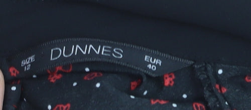 Dunnes Womens Black Floral Collared Sleeveless Blouse Size 12