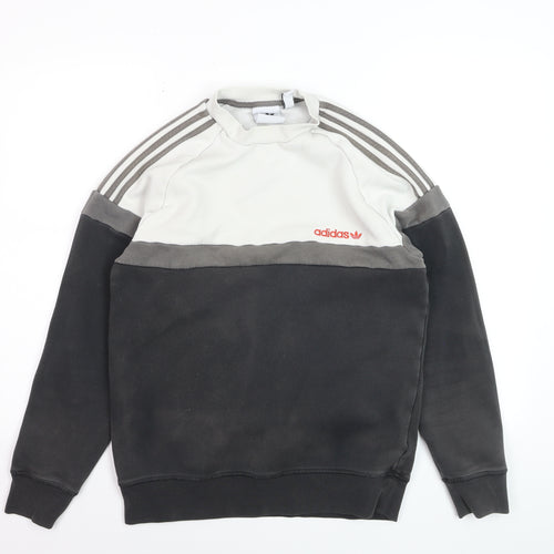 Adidas Mens Grey Crew Neck Pullover Jumper Size S Sports Fleece