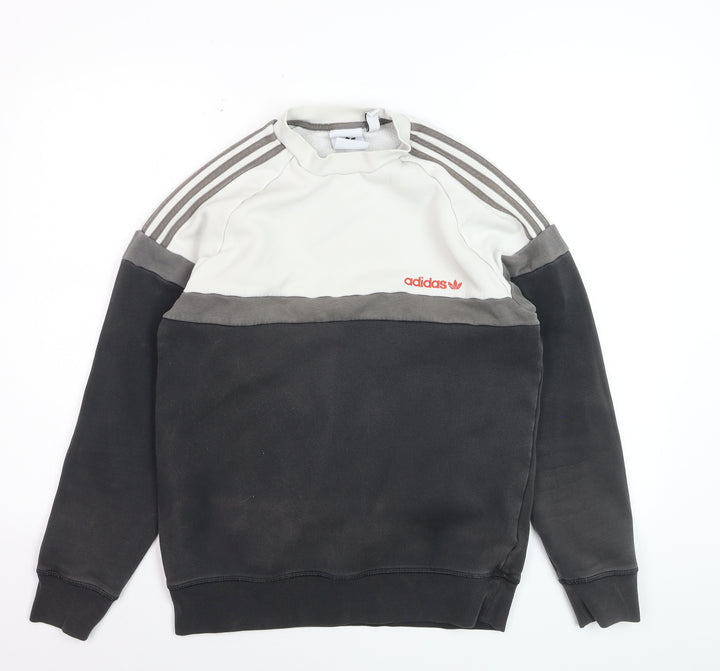 Adidas Mens Grey Crew Neck Pullover Jumper Size S Sports Fleece