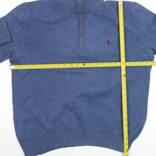 Polo Ralph Lauren Men's Blue Cotton 1/2 Zip Jumper Size L