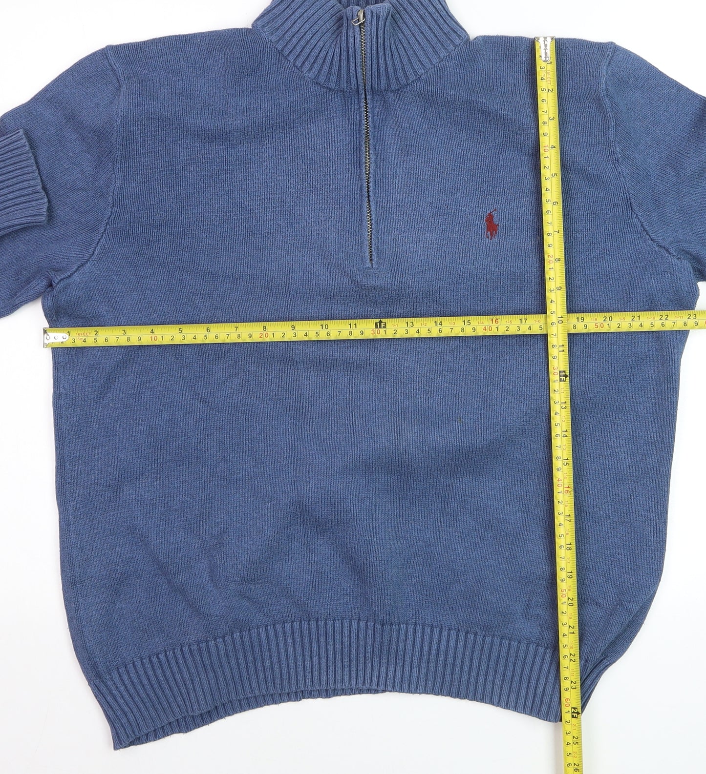 Polo Ralph Lauren Men's Blue Cotton 1/2 Zip Jumper Size L