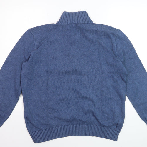 Polo Ralph Lauren Men's Blue Cotton 1/2 Zip Jumper Size L