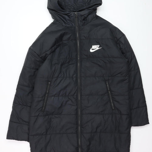 Nike Men's Black Hooded Long Puffer Jacket Size M Winter Coat