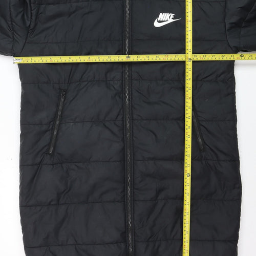 Nike Men's Black Hooded Long Puffer Jacket Size M Winter Coat