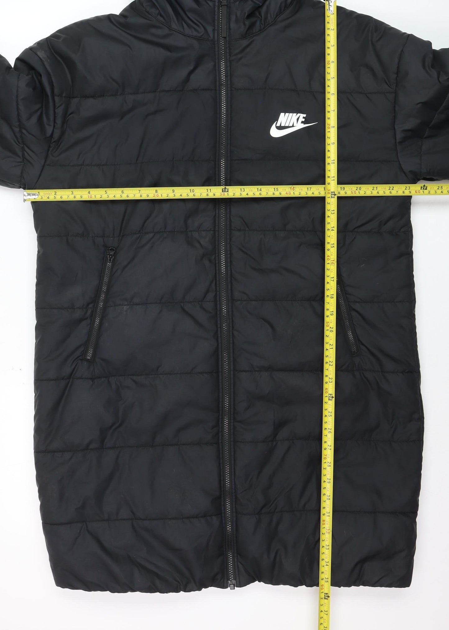 Nike Men's Black Hooded Long Puffer Jacket Size M Winter Coat