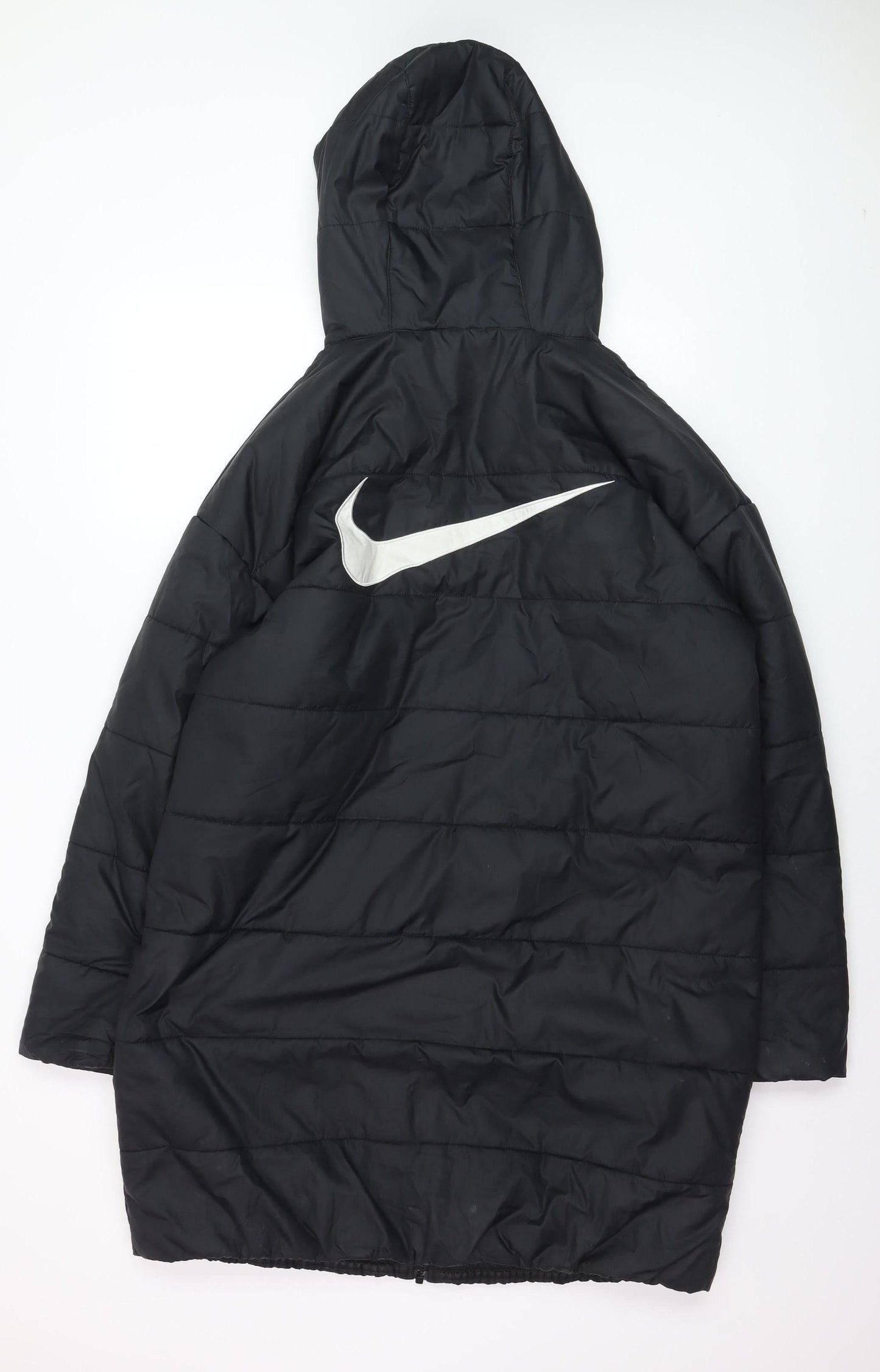 Nike Men's Black Hooded Long Puffer Jacket Size M Winter Coat