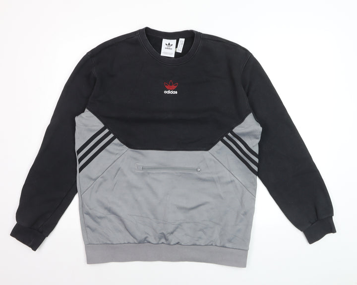 Adidas Men's Black Grey Logo Pullover Sweatshirt Size M