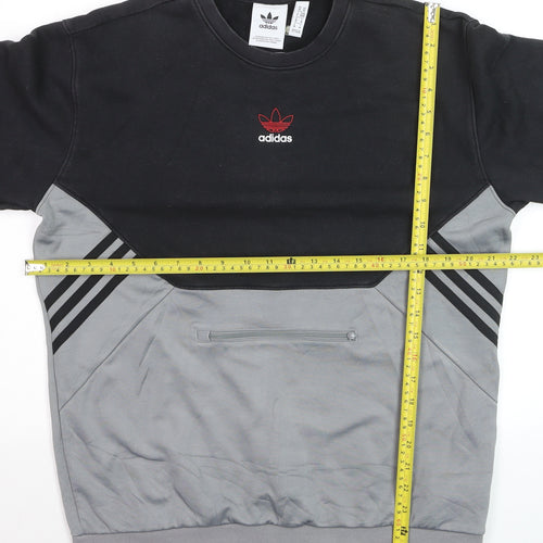 Adidas Men's Black Grey Logo Pullover Sweatshirt Size M