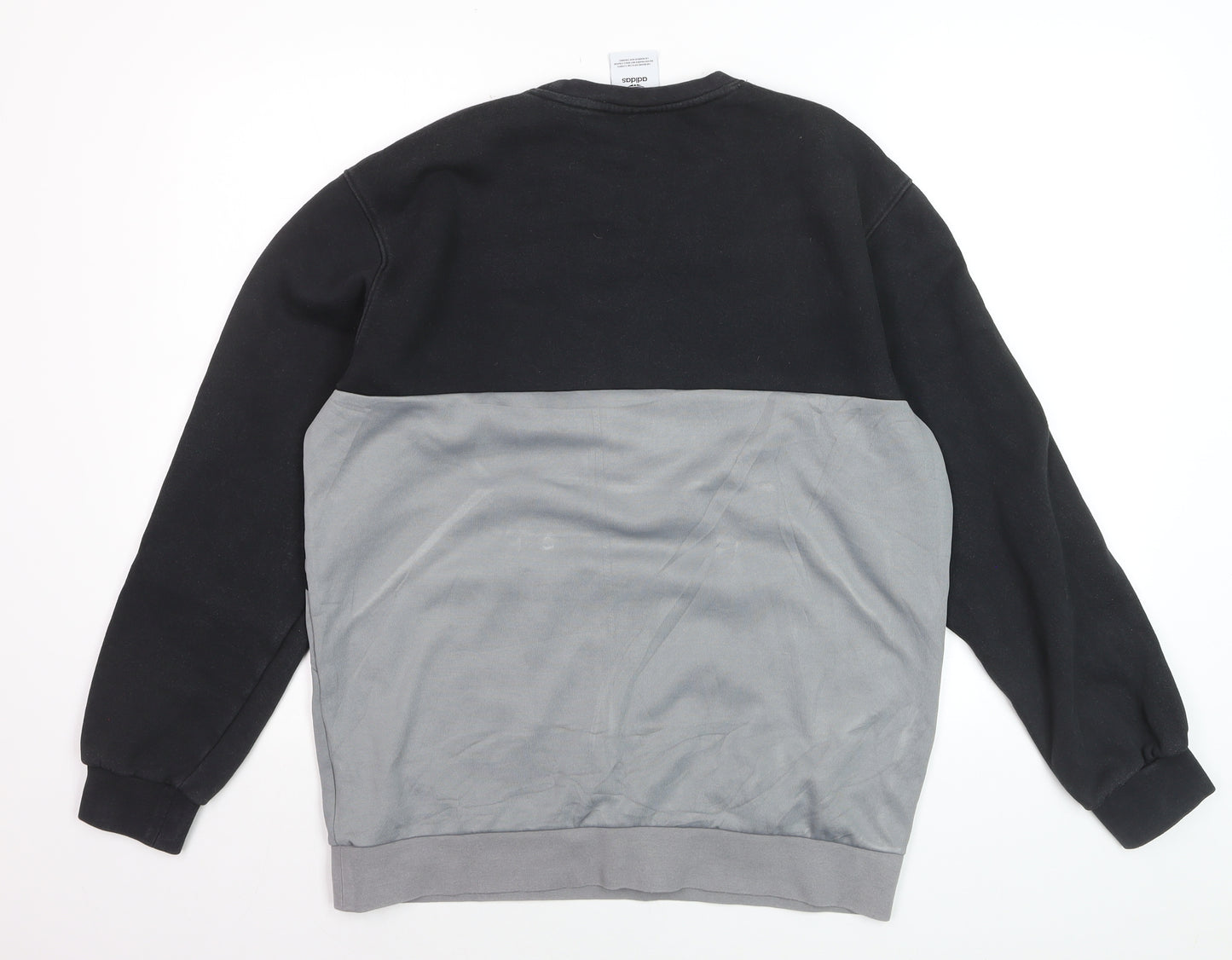 Adidas Men's Black Grey Logo Pullover Sweatshirt Size M