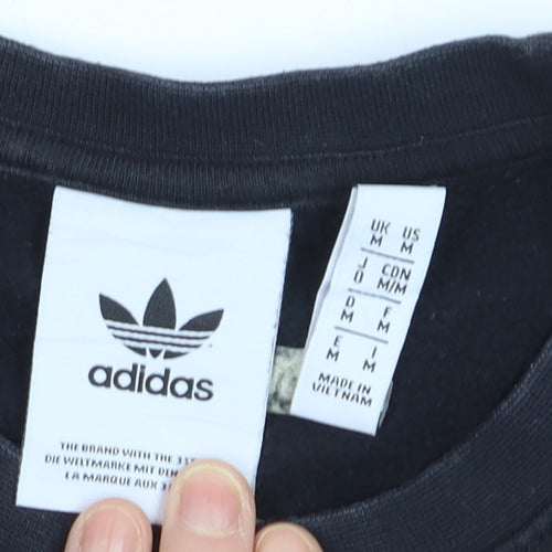 Adidas Men's Black Grey Logo Pullover Sweatshirt Size M