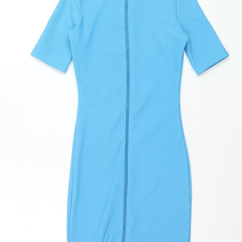 PrettyLittleThing Girls Blue XS Bodycon Zip Dress