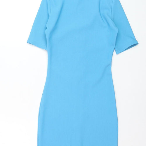 PrettyLittleThing Girls Blue XS Bodycon Zip Dress