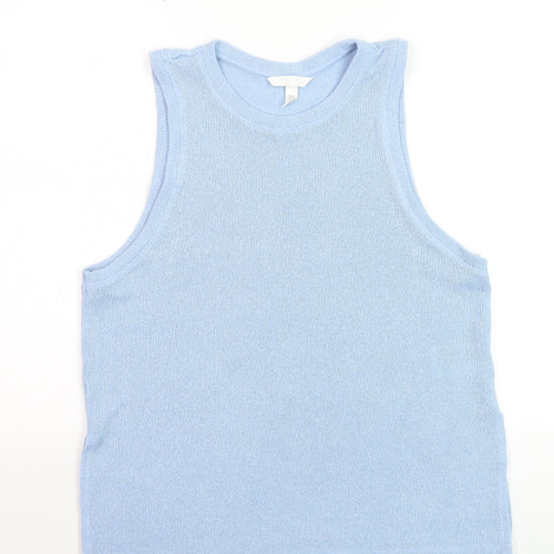 H&M Women Blue Knit Sleeveless Tank Top Size 12