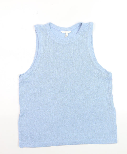 H&M Women Blue Knit Sleeveless Tank Top Size 12
