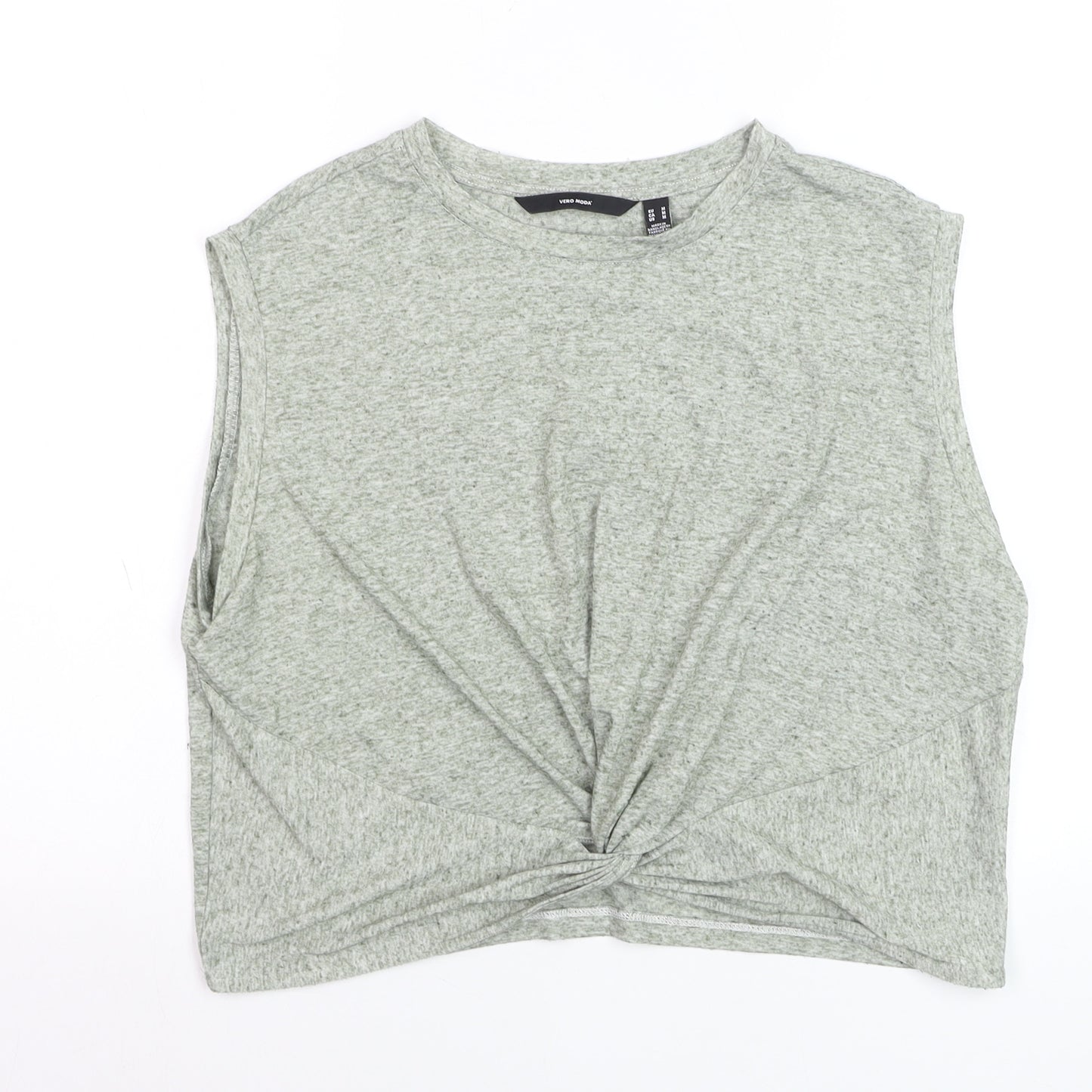 Vero Moda Womens Grey Cropped Twist Top Size M Sleeveless Cotton Blend