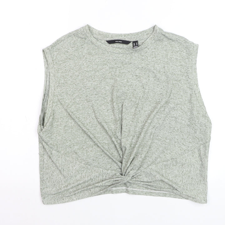 Vero Moda Womens Grey Cropped Twist Top Size M Sleeveless Cotton Blend