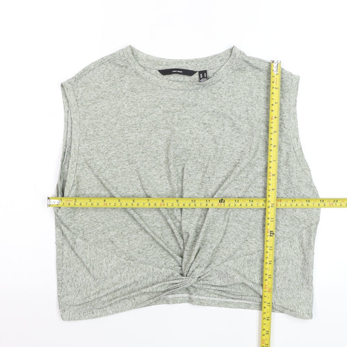 Vero Moda Womens Grey Cropped Twist Top Size M Sleeveless Cotton Blend