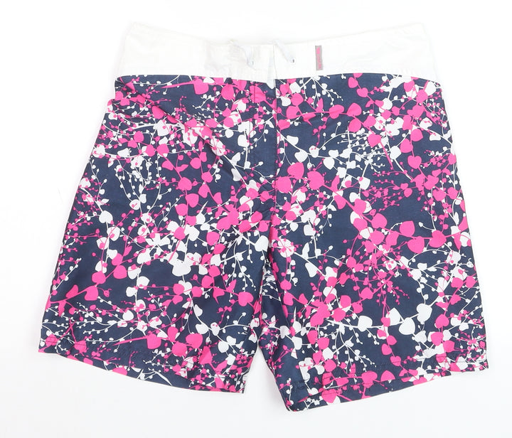Trespass Girls Navy Pink Floral Swim Shorts 11-12 Years Polyester Beachwear