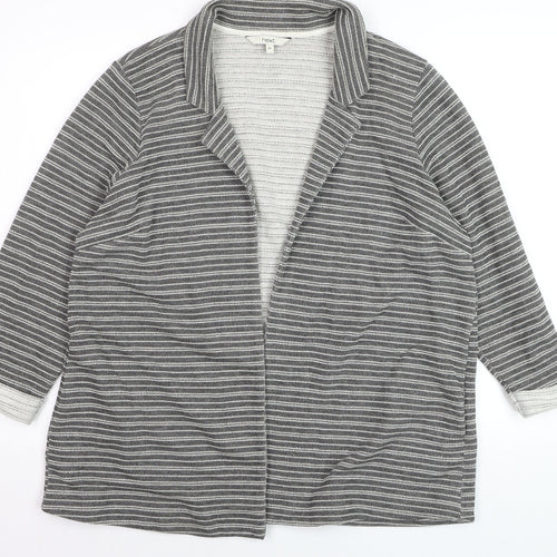 Next Women’s Grey Striped Collared Long Sleeve Open Cardigan Size 20