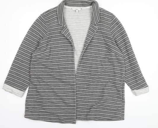 Next Women’s Grey Striped Collared Long Sleeve Open Cardigan Size 20