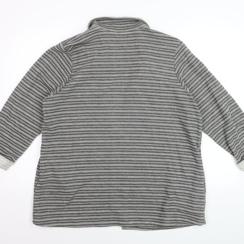 Next Women’s Grey Striped Collared Long Sleeve Open Cardigan Size 20