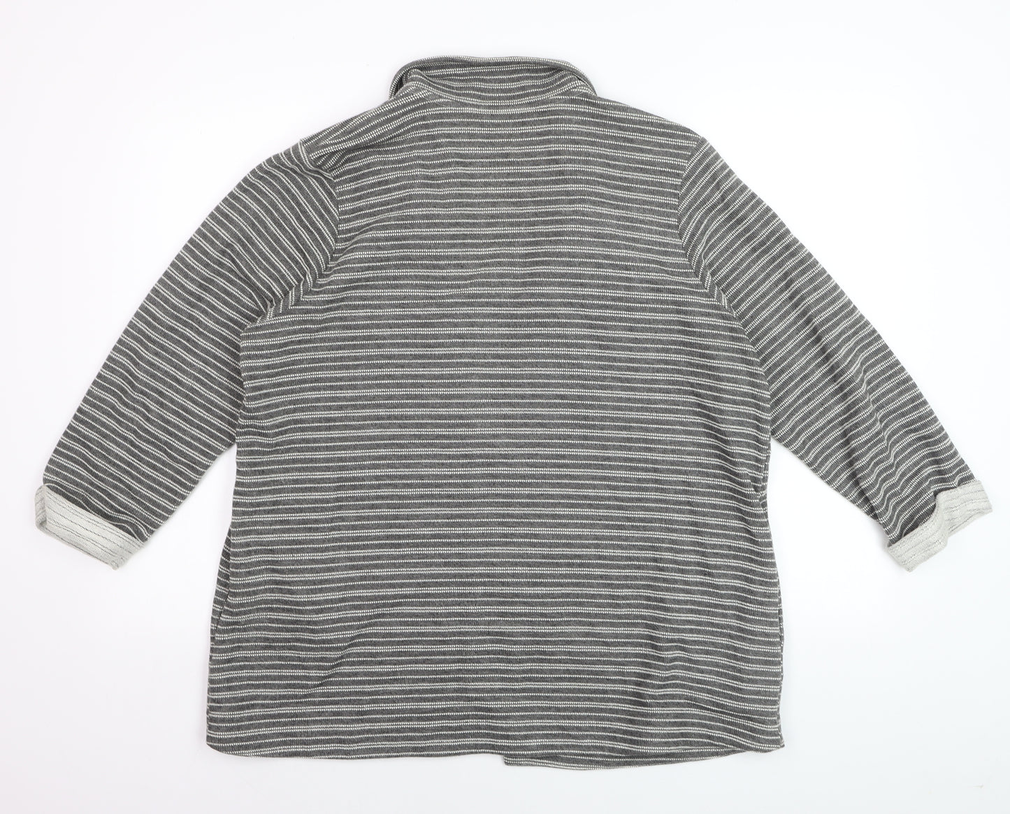 Next Women’s Grey Striped Collared Long Sleeve Open Cardigan Size 20